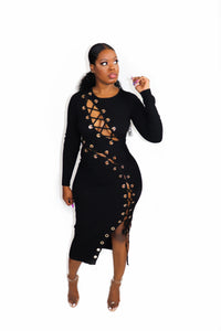 Lace Me Up Fitted | Dress