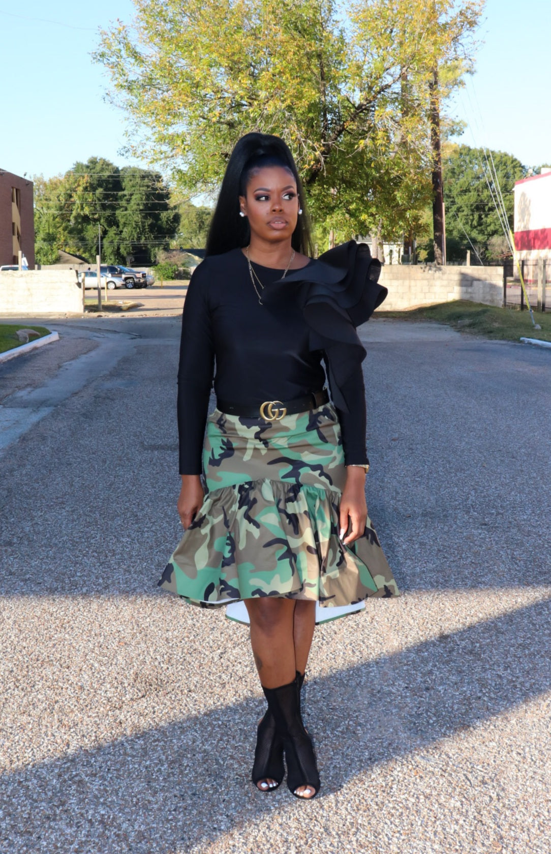 Ruffled Sided Shoulder | Top – Kloset Gemz