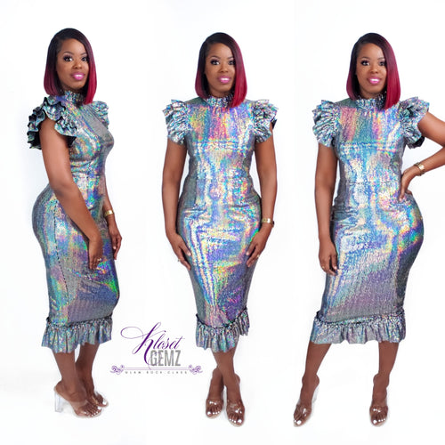 Holographic Ruffle Dress